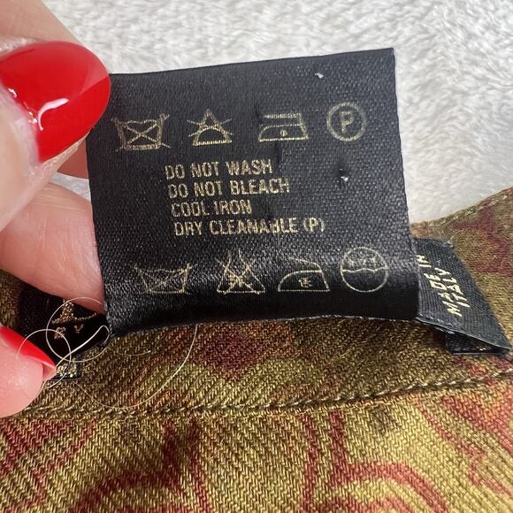 Escada 34 US S Top Blouse Gold Paisley Wool Silk Shirt Margaretha Ley Designer - Picture 9 of 13